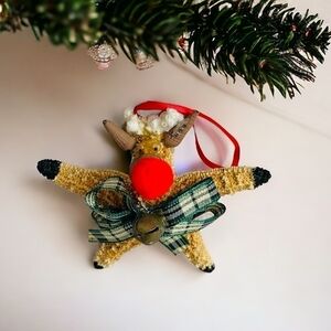 Christmas Ornament Rudolph Starfish Shells Ornament Rudolph Reindeer Xmas Decor